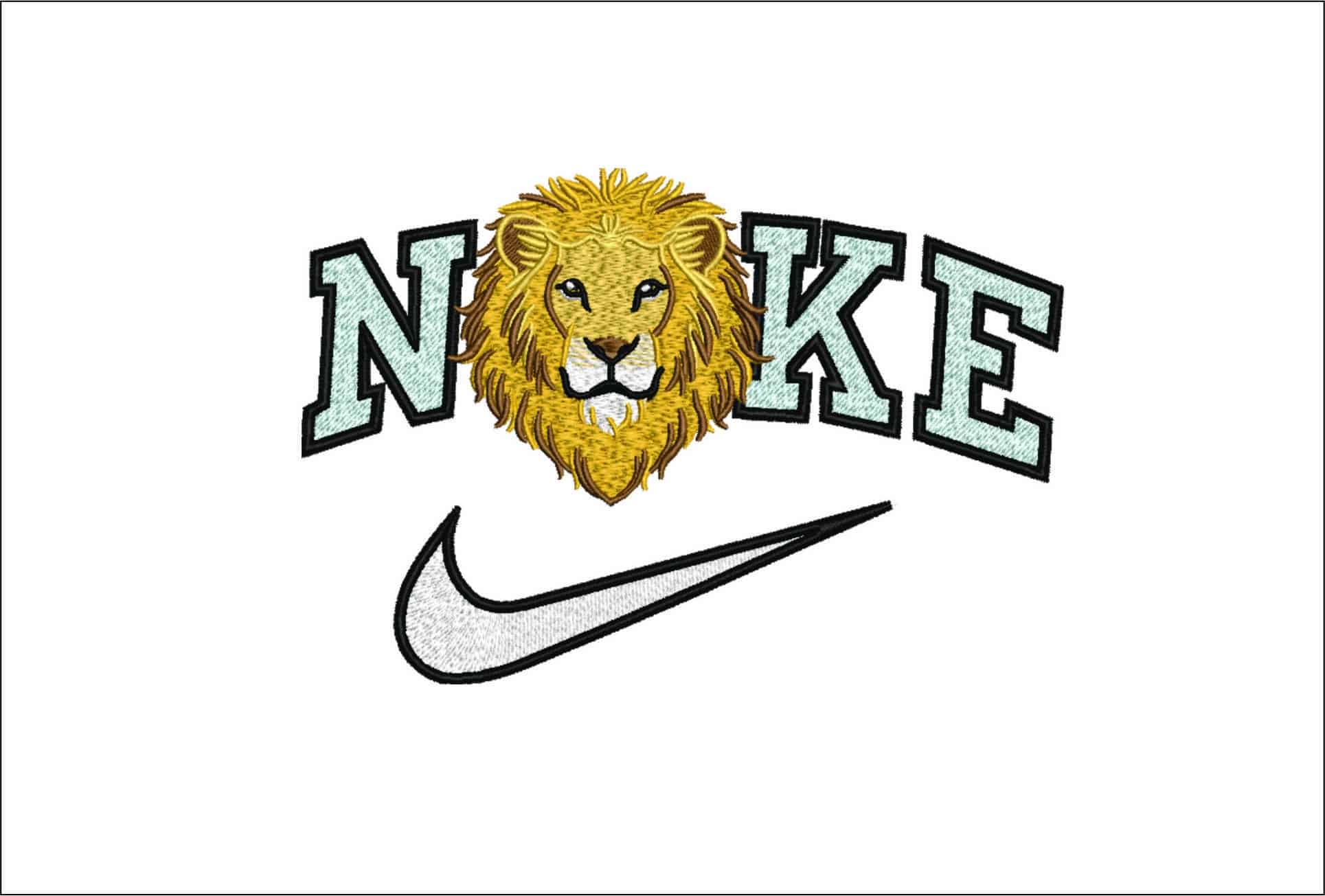 Nike Golden Lion Face- Elegant embroidery design file - instant download