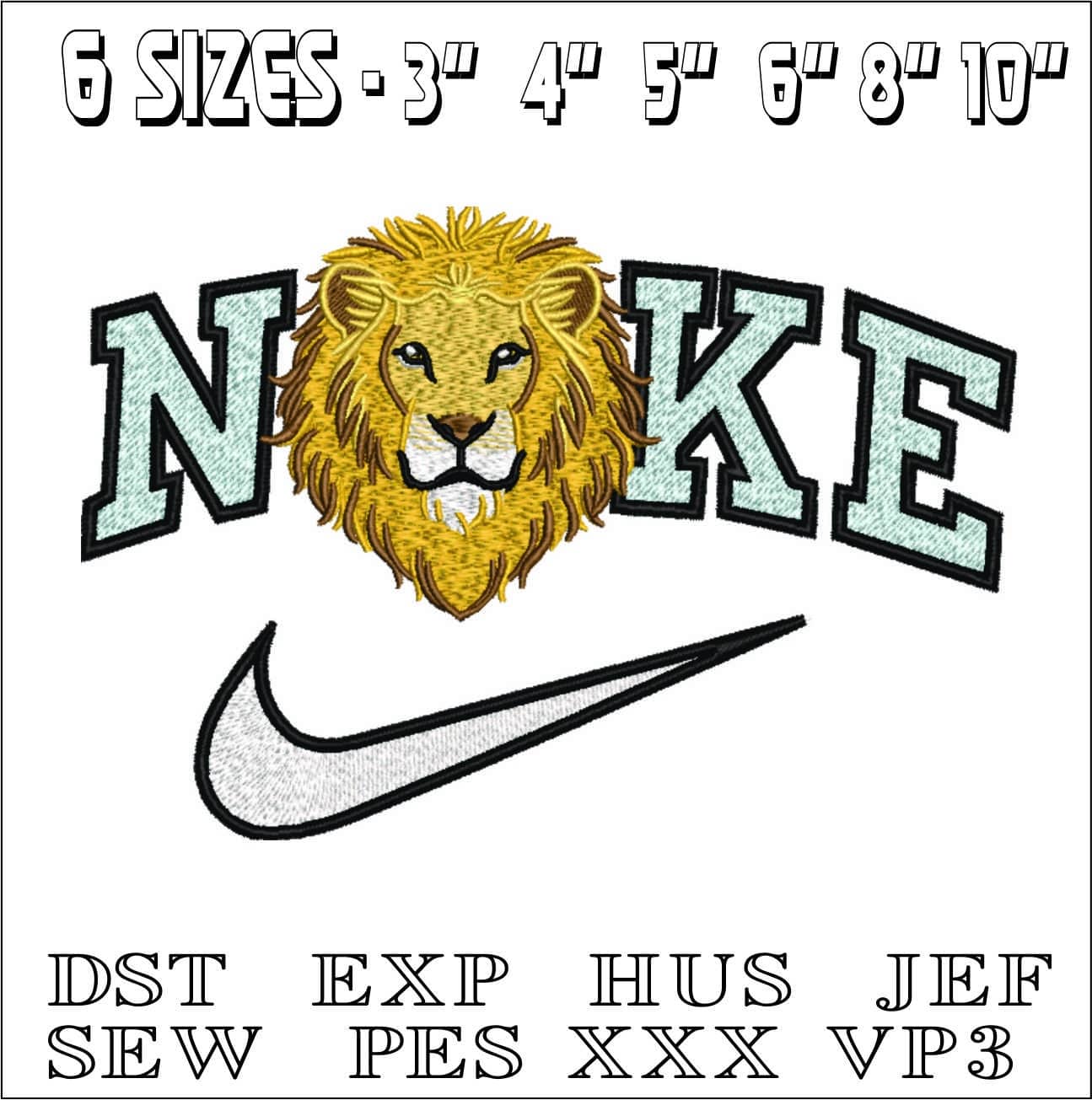 Nike Golden Lion Face- Elegant embroidery design file - instant download — view 2