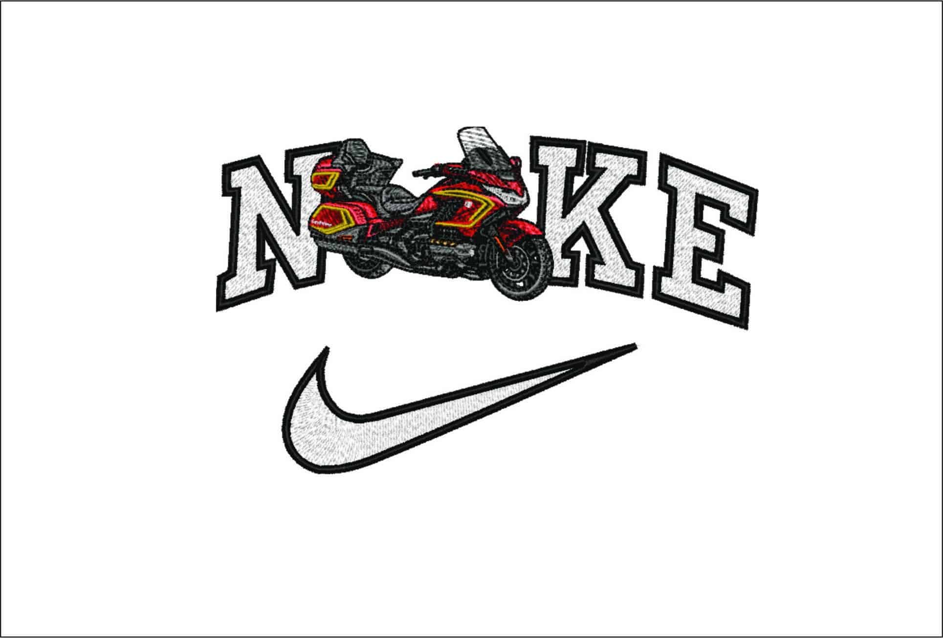 Nike Goldwing Motorbike- Elegant embroidery design file - instant download