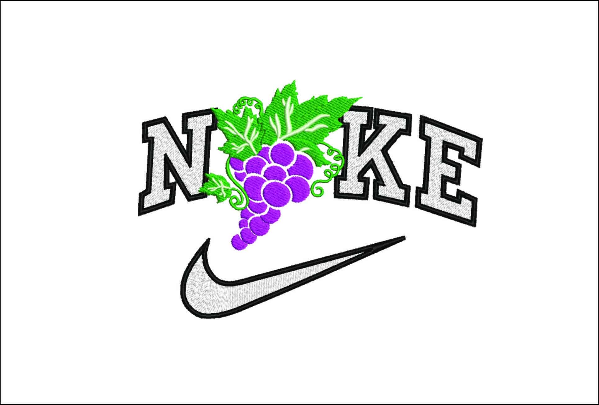 Nike Grapes and Vine- Elegant embroidery design file - instant download