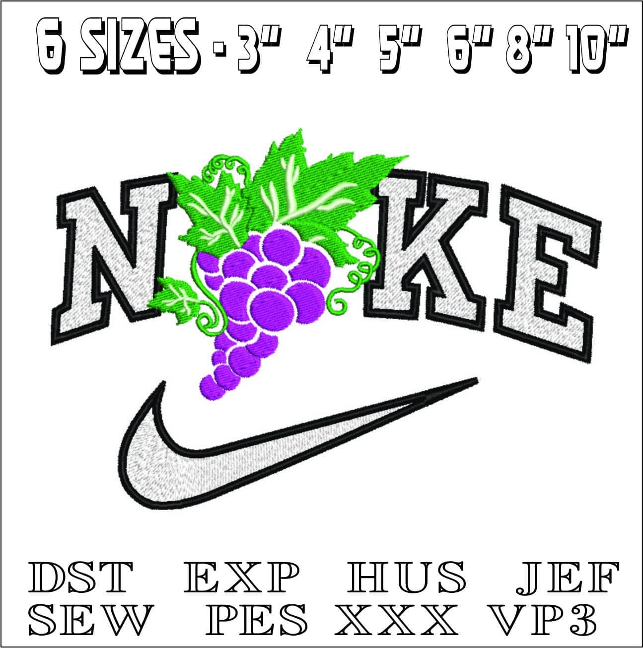 Nike Grapes and Vine- Elegant embroidery design file - instant download — view 2