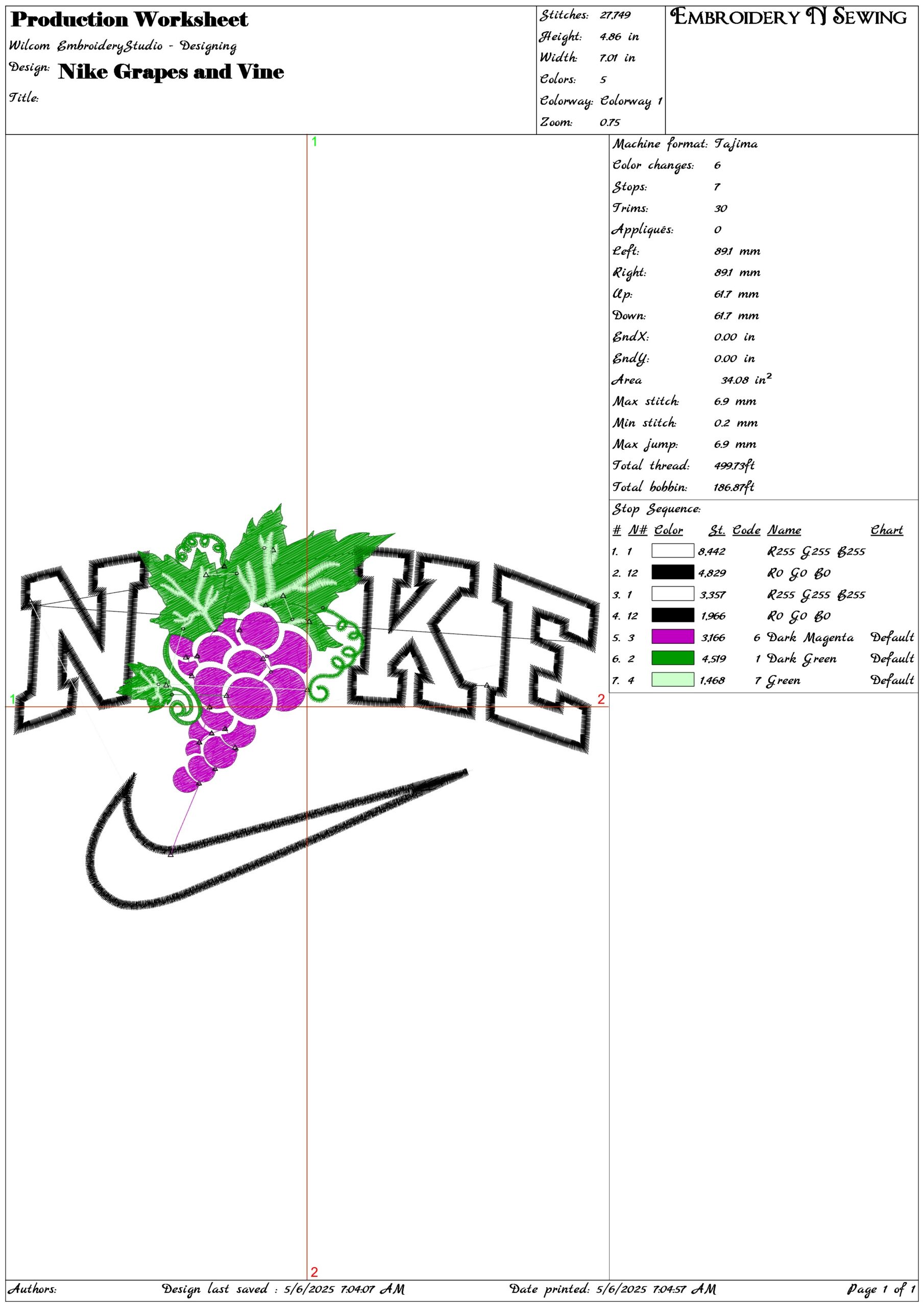 Nike Grapes and Vine- Elegant embroidery design file - instant download — view 3