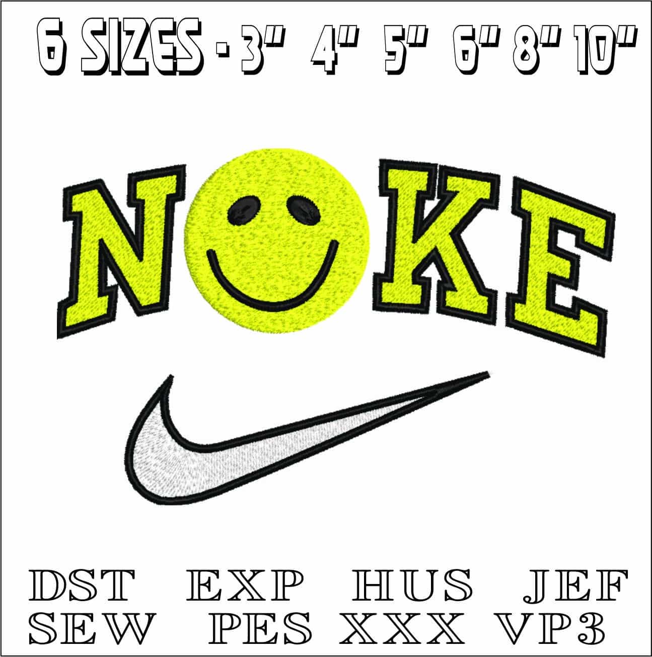 Nike Happy Face- Elegant embroidery design file - instant download — view 2