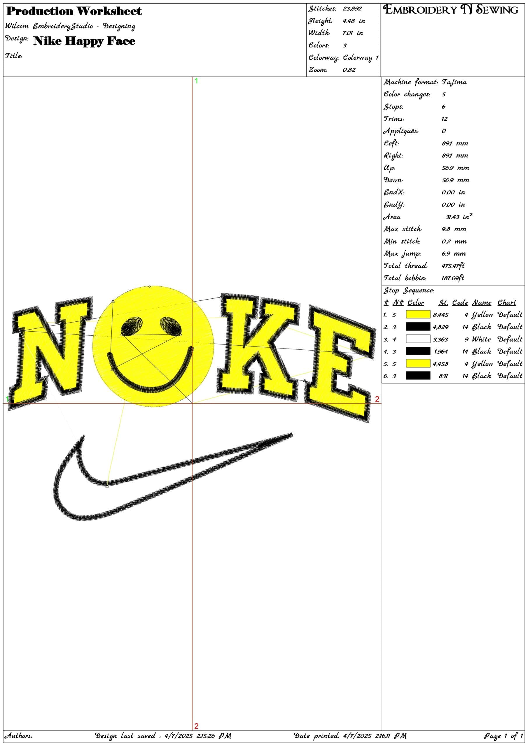 Nike Happy Face- Elegant embroidery design file - instant download — view 3