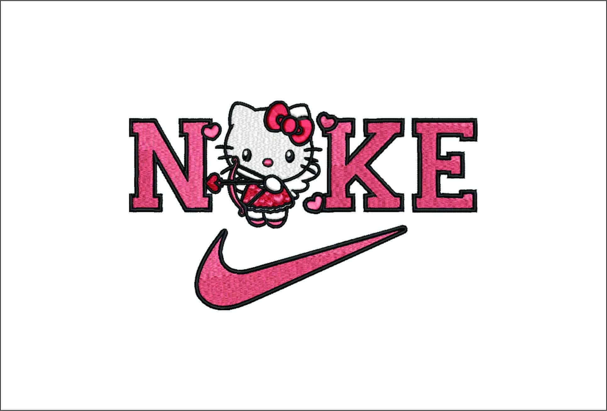 Nike Hello Kitty Love- Elegant embroidery design file - instant download