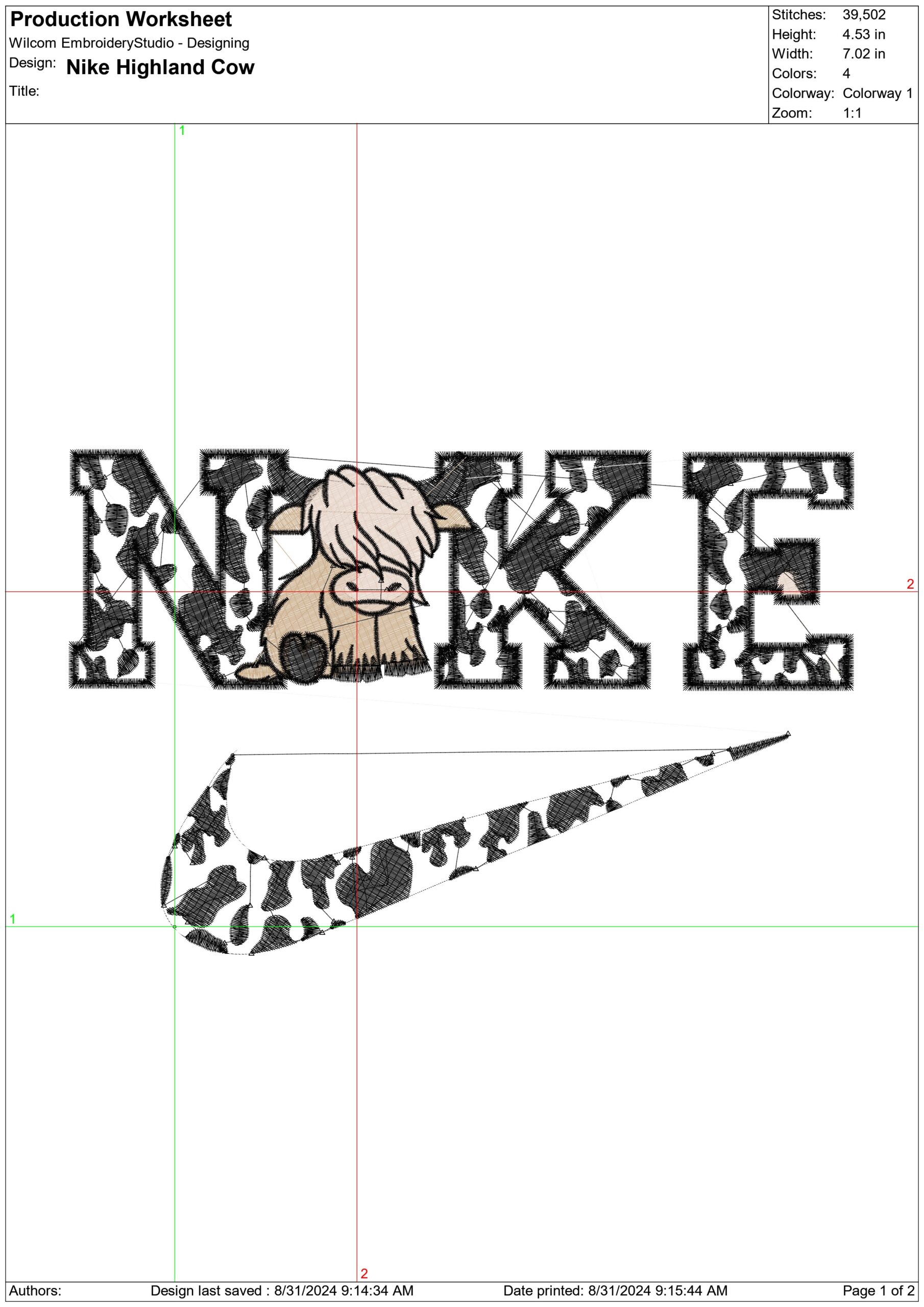 Nike Highland Cow- Elegant embroidery design file - instant download — view 4