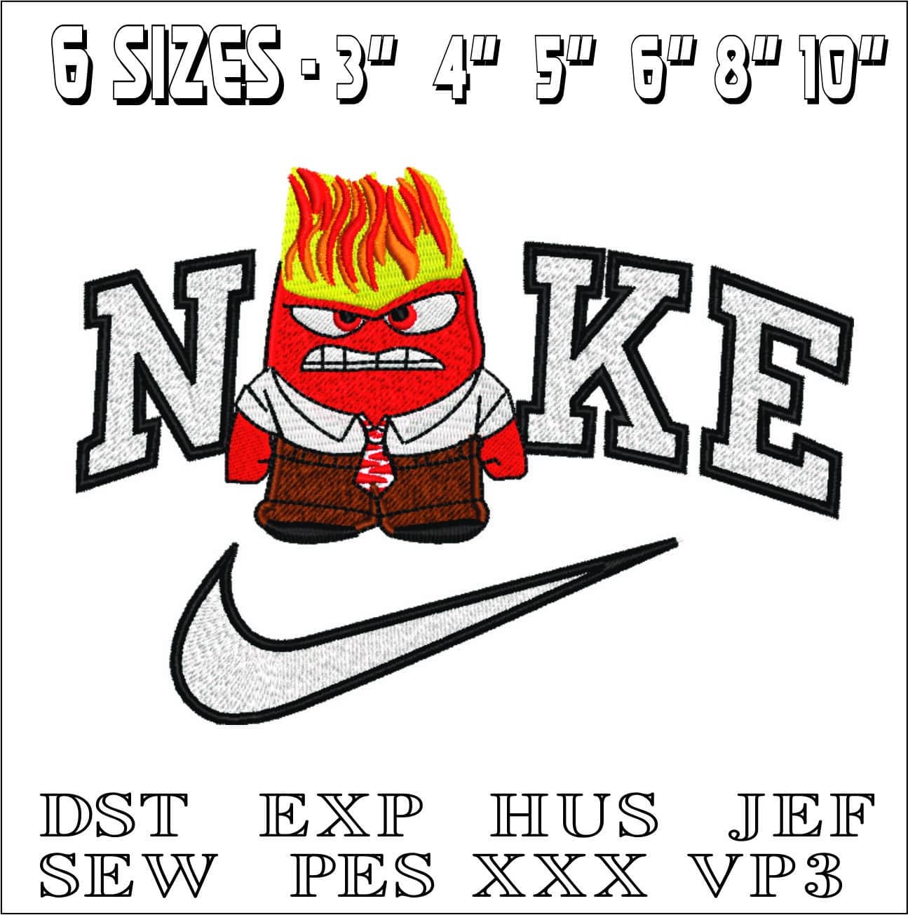 Nike Inside out 2 Anger- Elegant embroidery design file - instant download — view 2