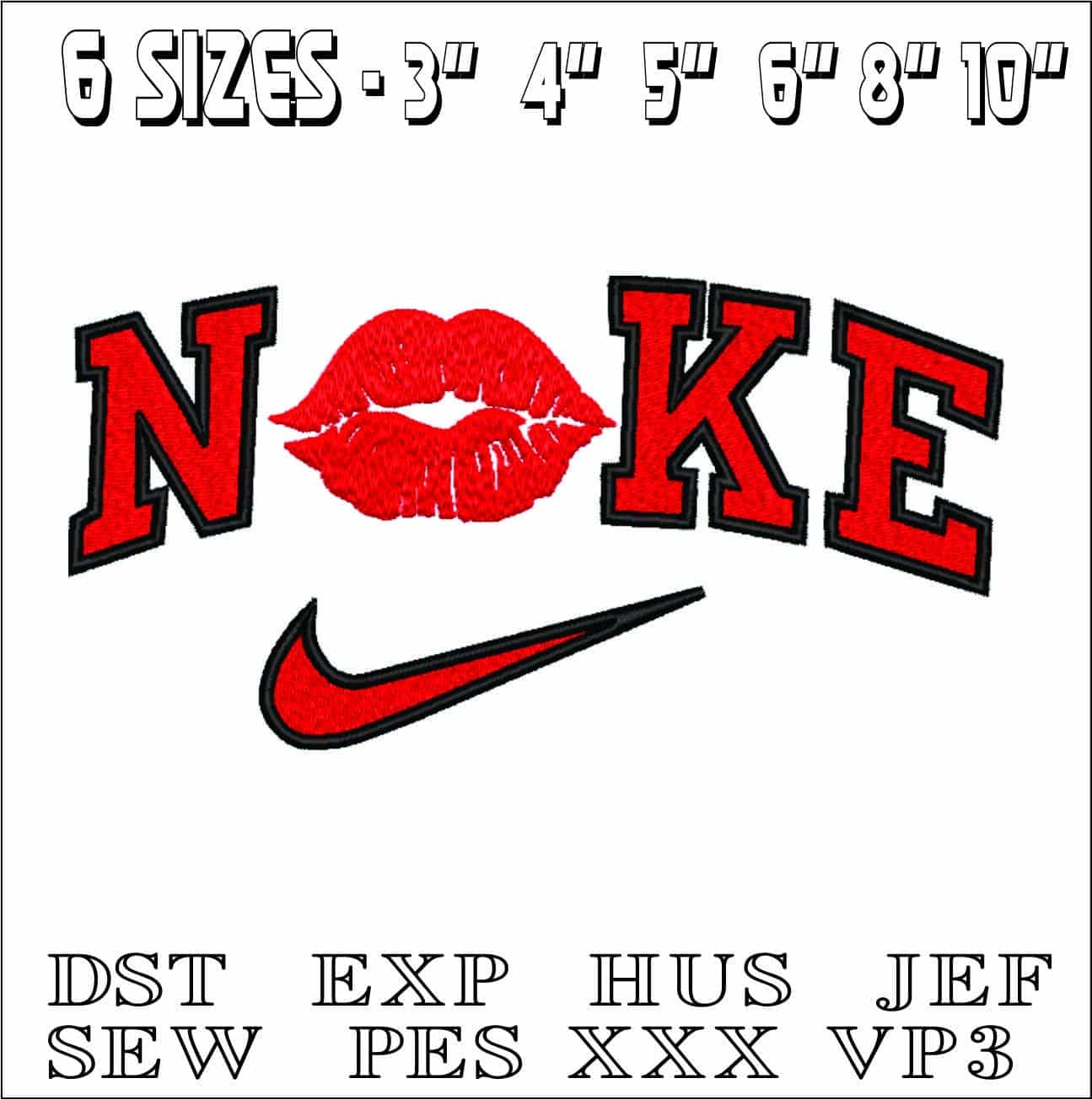 Nike Kiss- Elegant embroidery design file - instant download — view 2