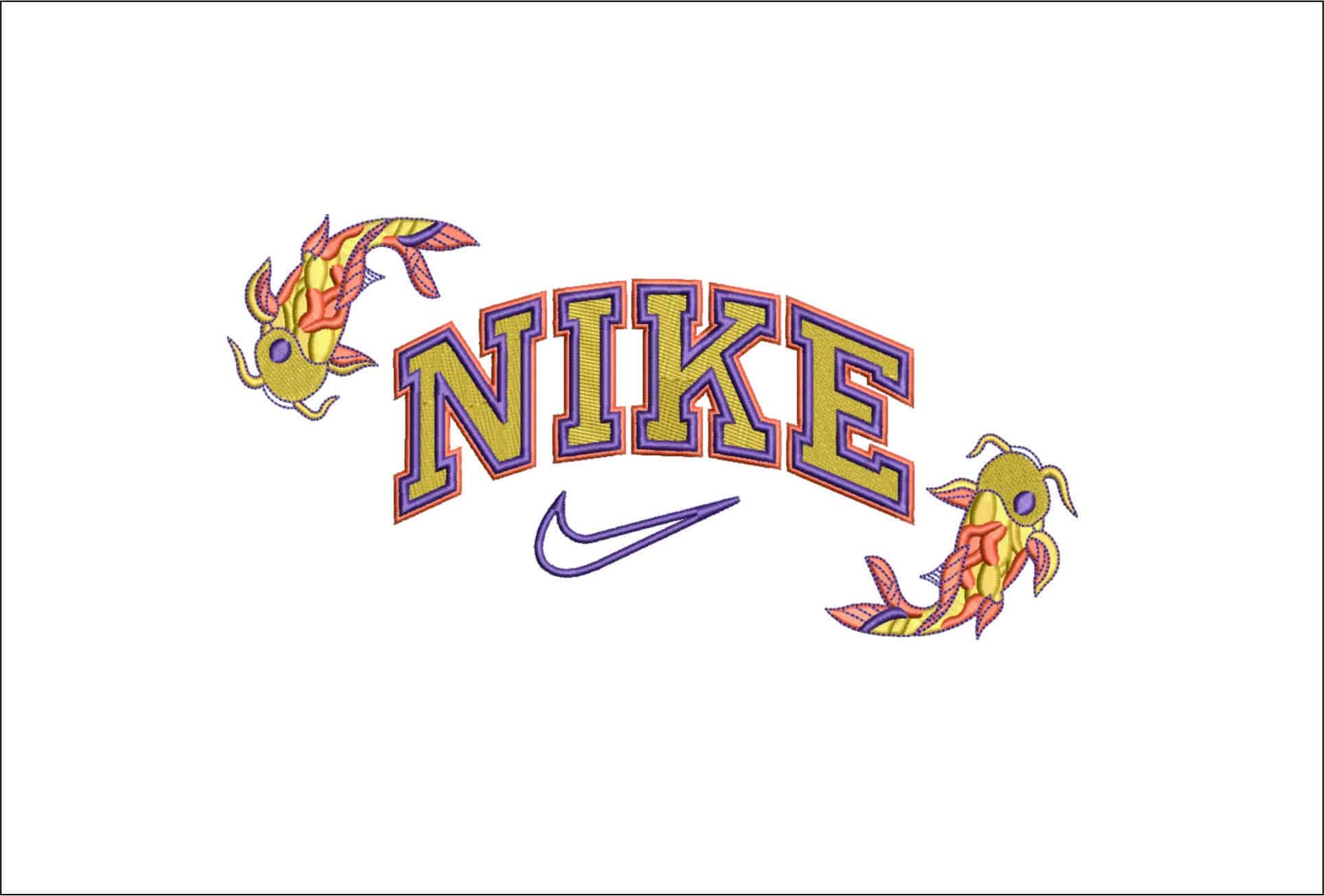 Nike Koi Ying Yang- Elegant embroidery design file - instant download