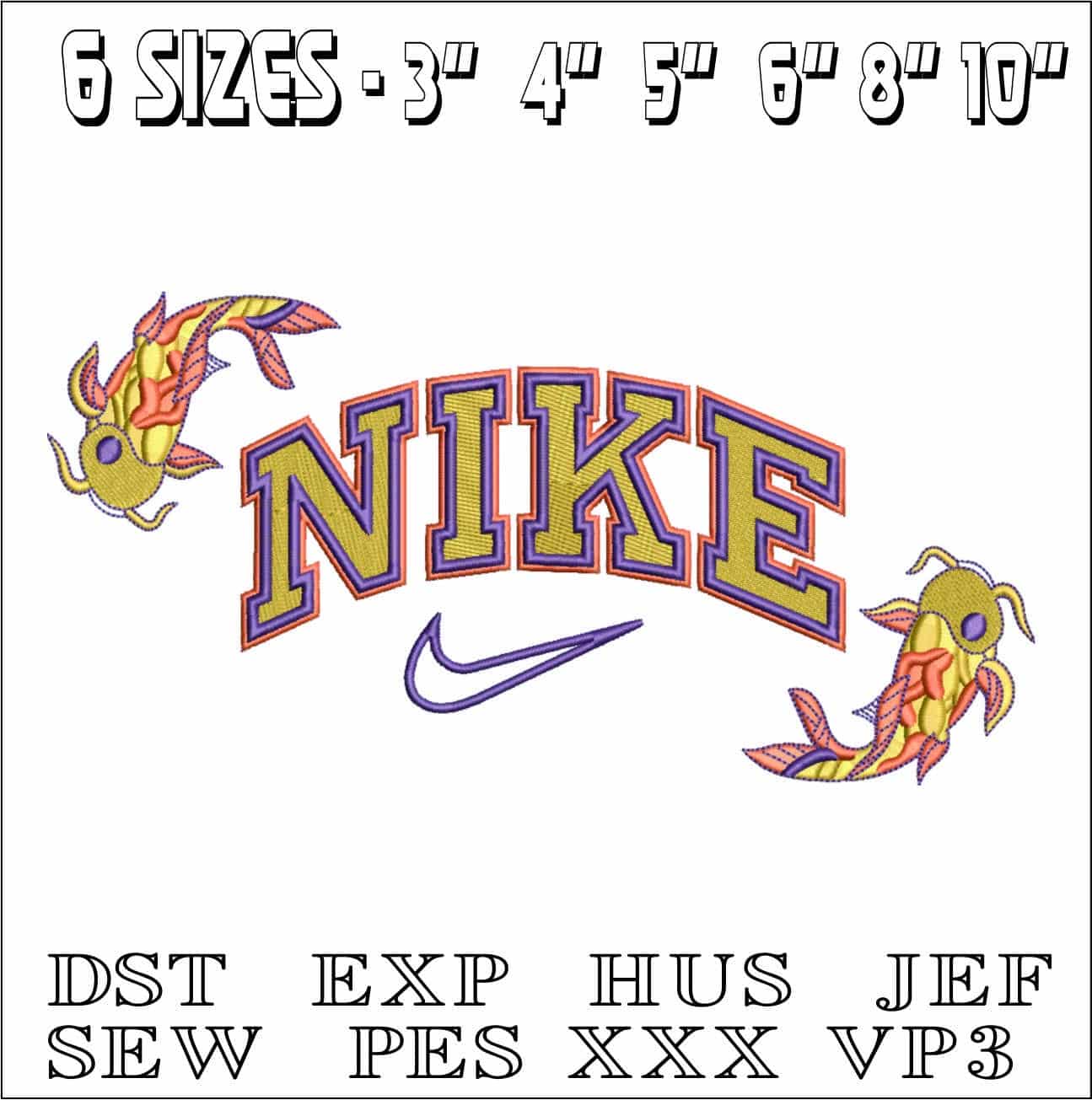 Nike Koi Ying Yang- Elegant embroidery design file - instant download — view 2