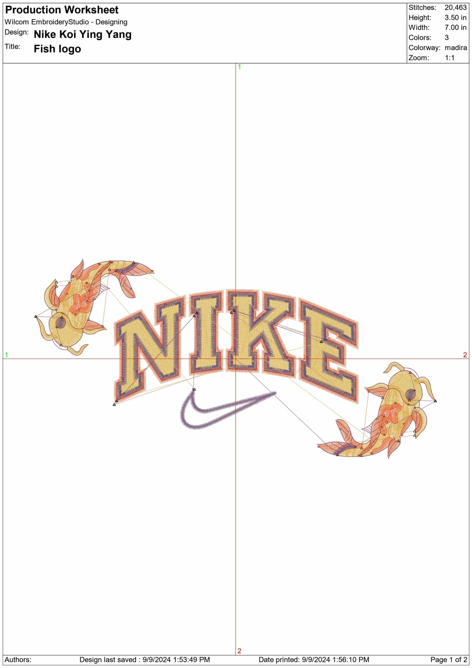 Nike Koi Ying Yang- Elegant embroidery design file - instant download — view 4
