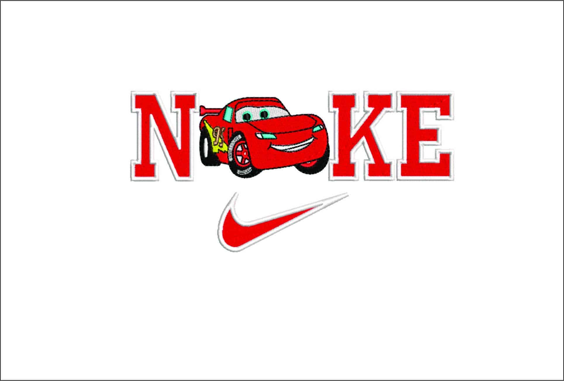 Nike Lighting McQueen- Elegant embroidery design file - instant download