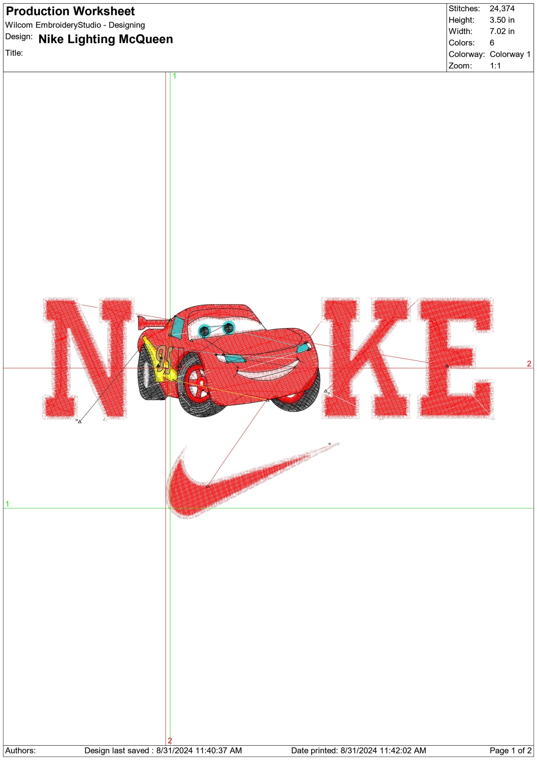Nike Lighting McQueen- Elegant embroidery design file - instant download — view 4