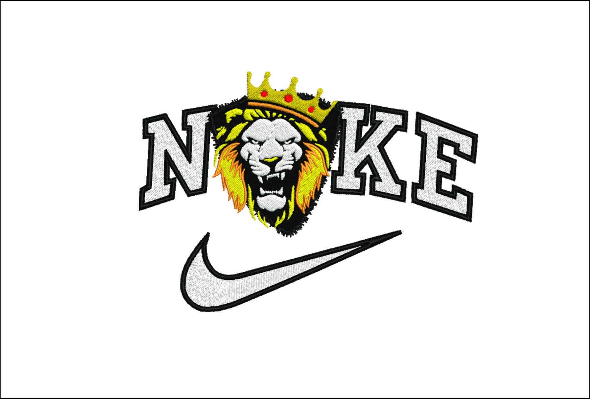 Nike Lion and Crown- Elegant embroidery design file - instant download