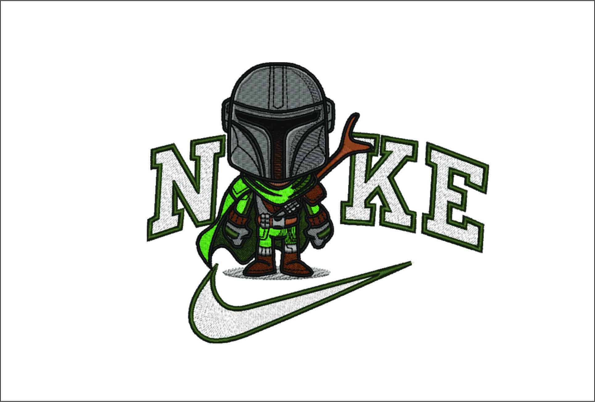Nike Mandalorian Cartoon- Elegant embroidery design file - instant download