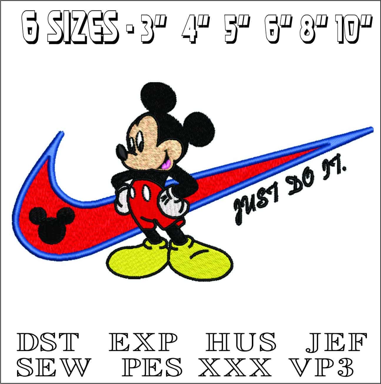 Nike Mickey Mouse Just do It- Elegant embroidery design file - instant download — view 2