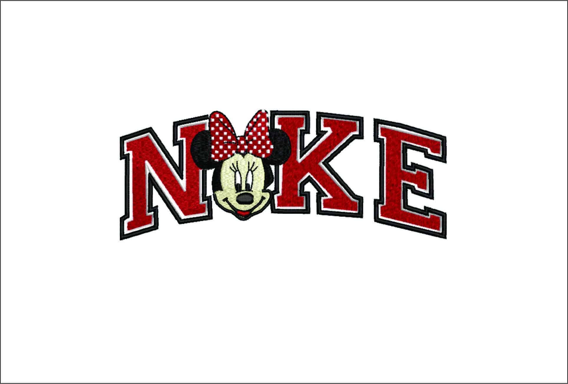 Nike Minnie Head- Elegant embroidery design file - instant download