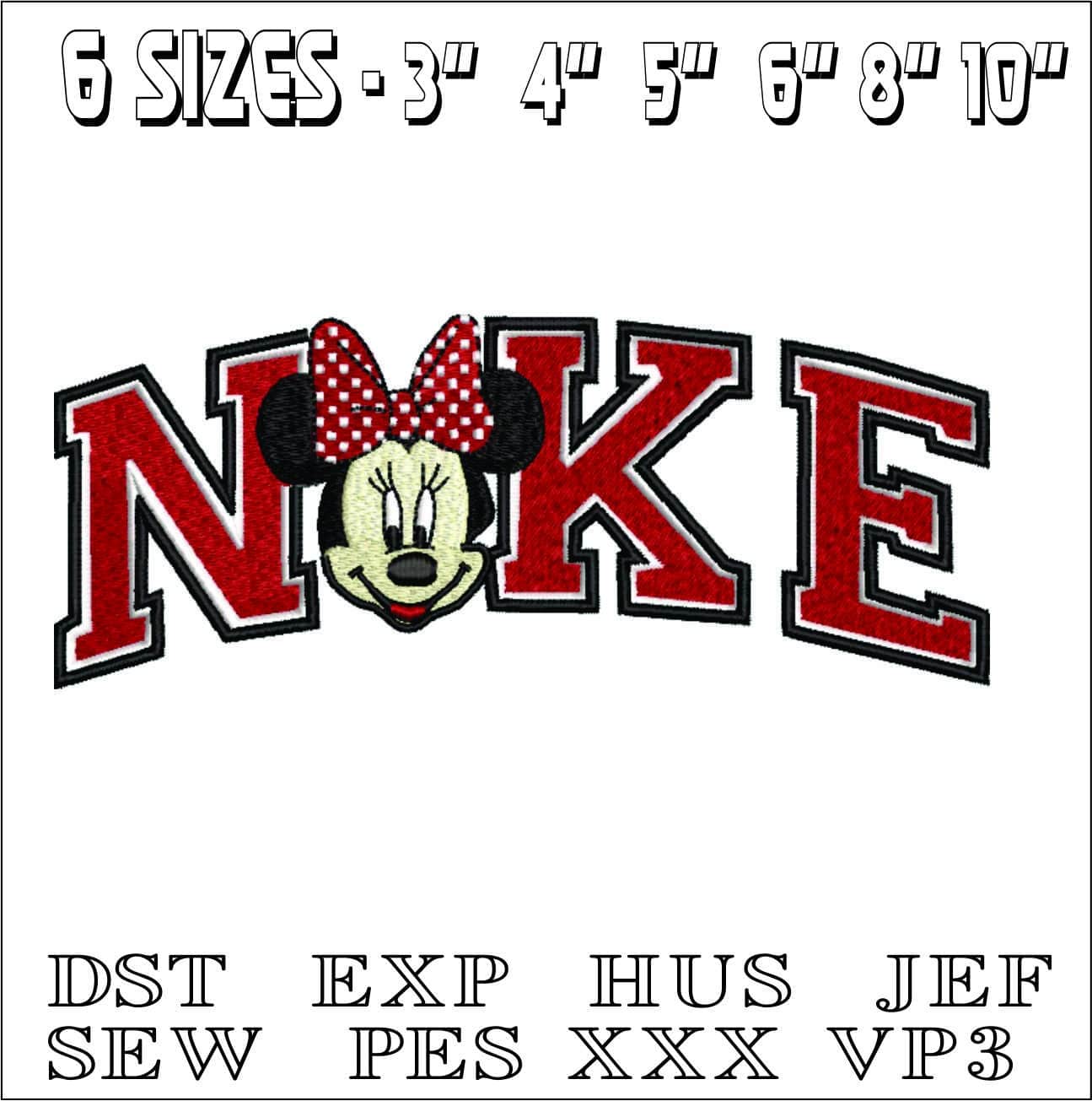 Nike Minnie Head- Elegant embroidery design file - instant download — view 2