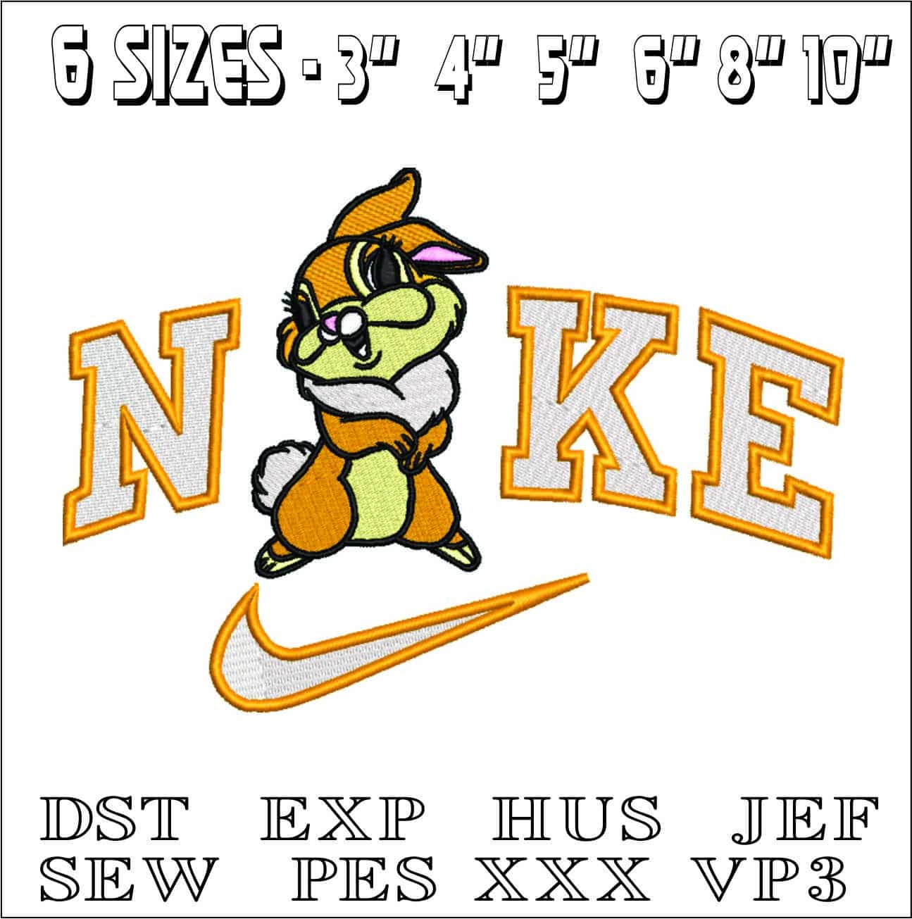 Nike Miss Bunny- Elegant embroidery design file - instant download — view 2