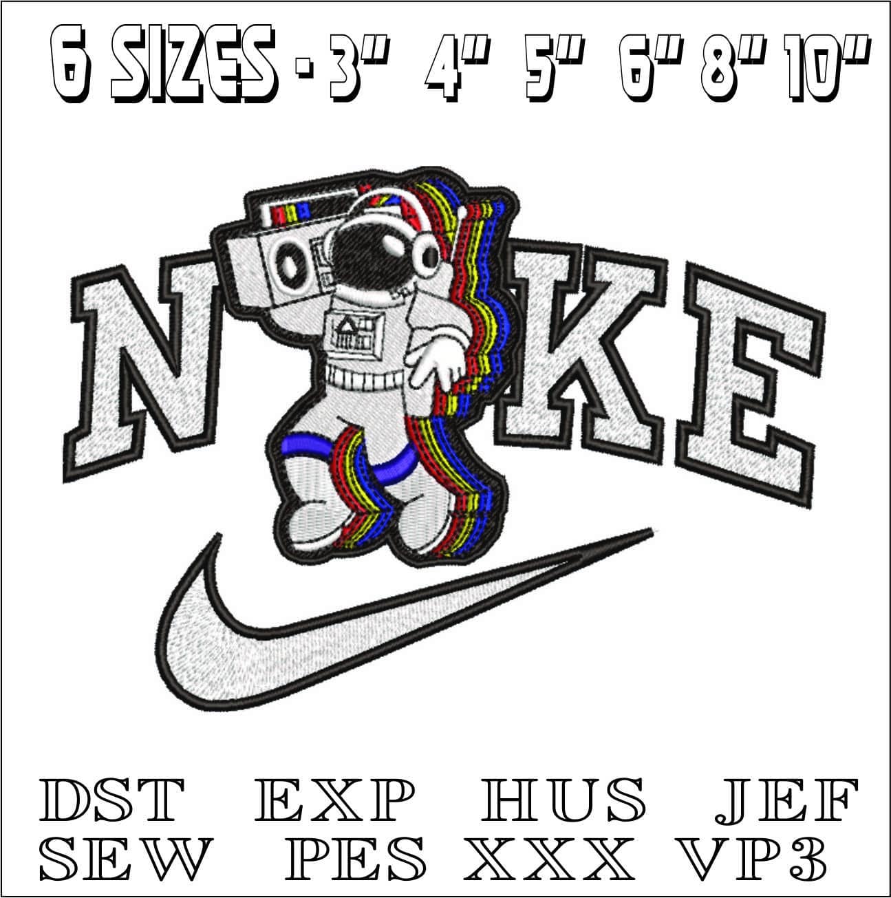 Nike MTV Astronaut- Elegant embroidery design file - instant download — view 2