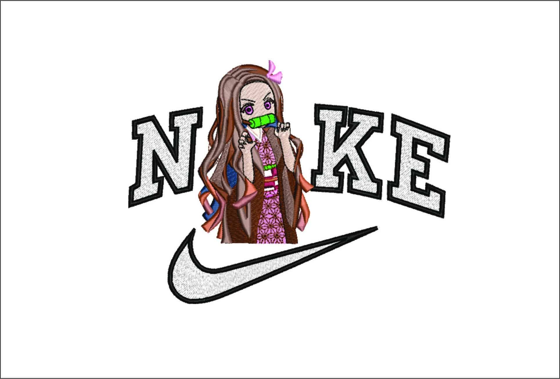 Nike Nezuko Kamado - Anime- Elegant embroidery design file - instant download