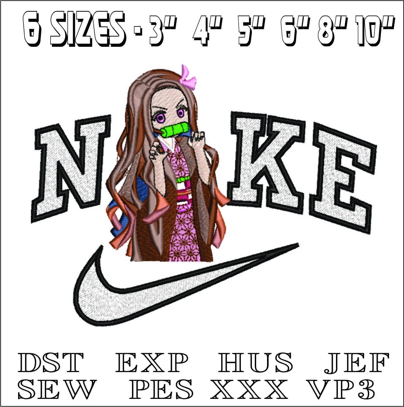 Nike Nezuko Kamado - Anime- Elegant embroidery design file - instant download — view 2