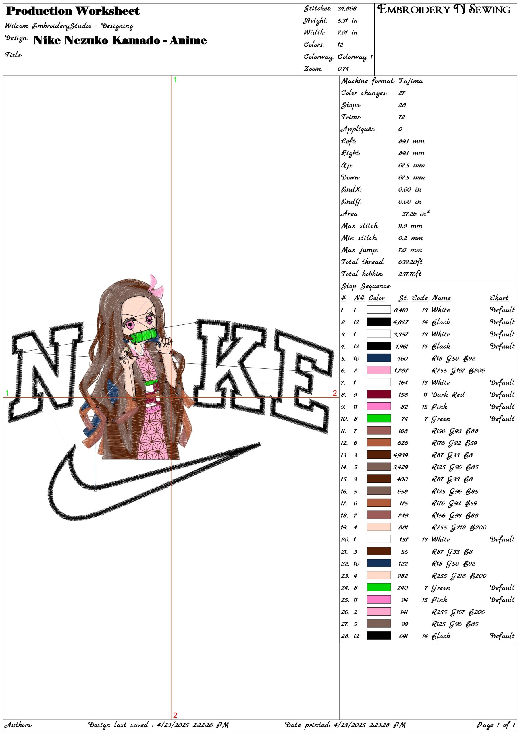 Nike Nezuko Kamado - Anime- Elegant embroidery design file - instant download — view 3