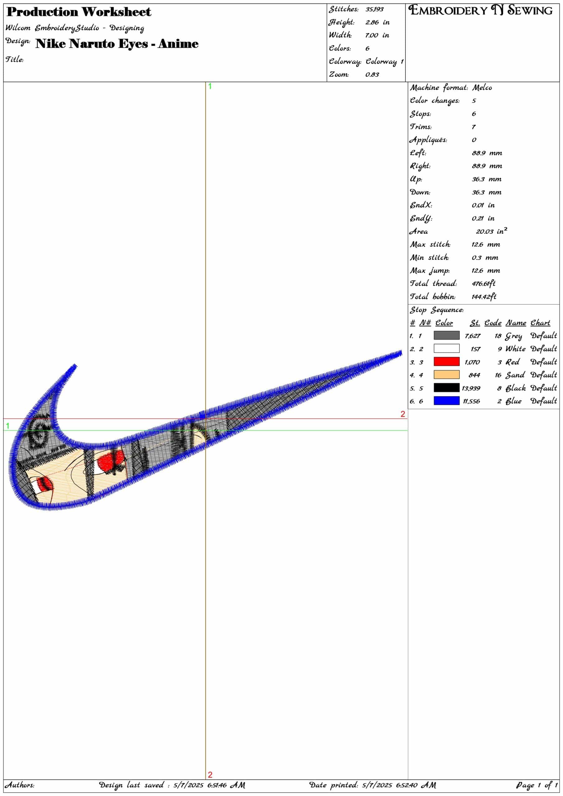 Nike Naruto Eyes - Anime- Elegant embroidery design file - instant download — view 3