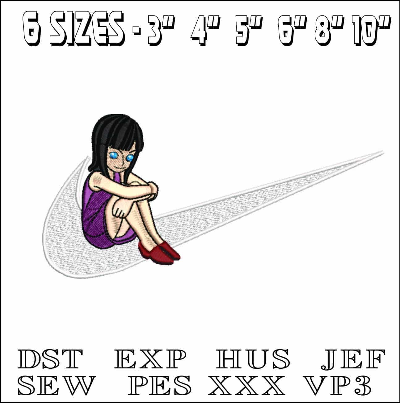 Nike Nico Robin - Luffy Pirates- Elegant embroidery design file - instant download — view 2