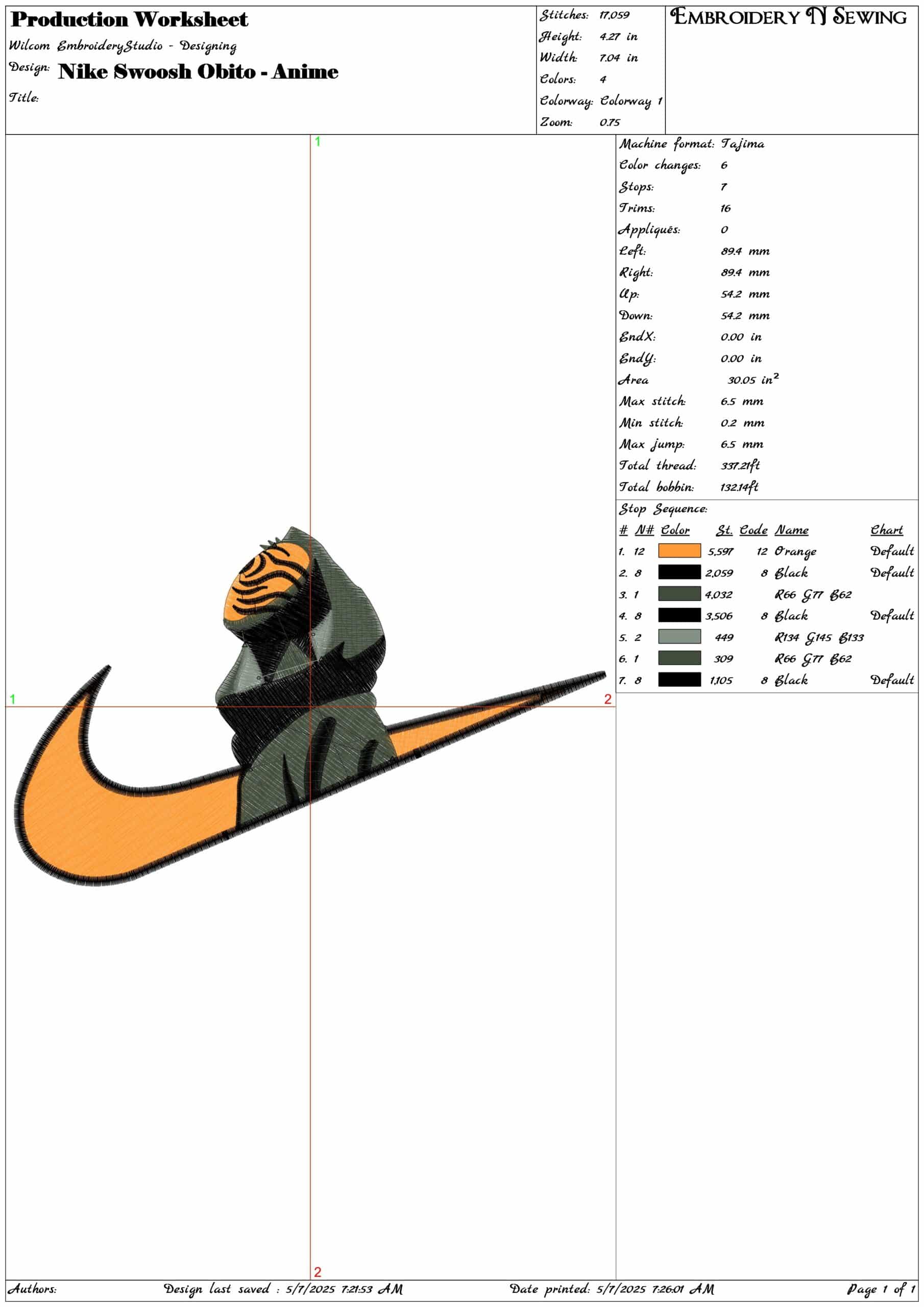 Nike Obito - Anime- Elegant embroidery design file - instant download — view 3