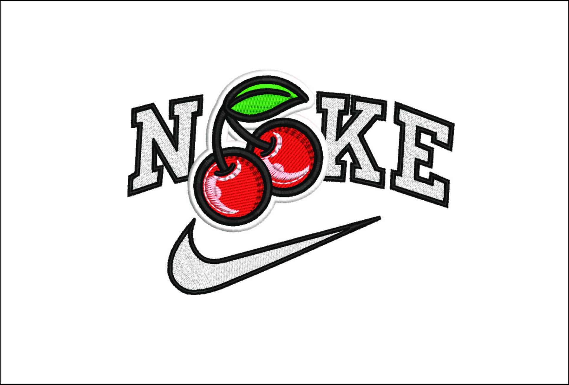Nike Pair of Cherries- Elegant embroidery design file - instant download