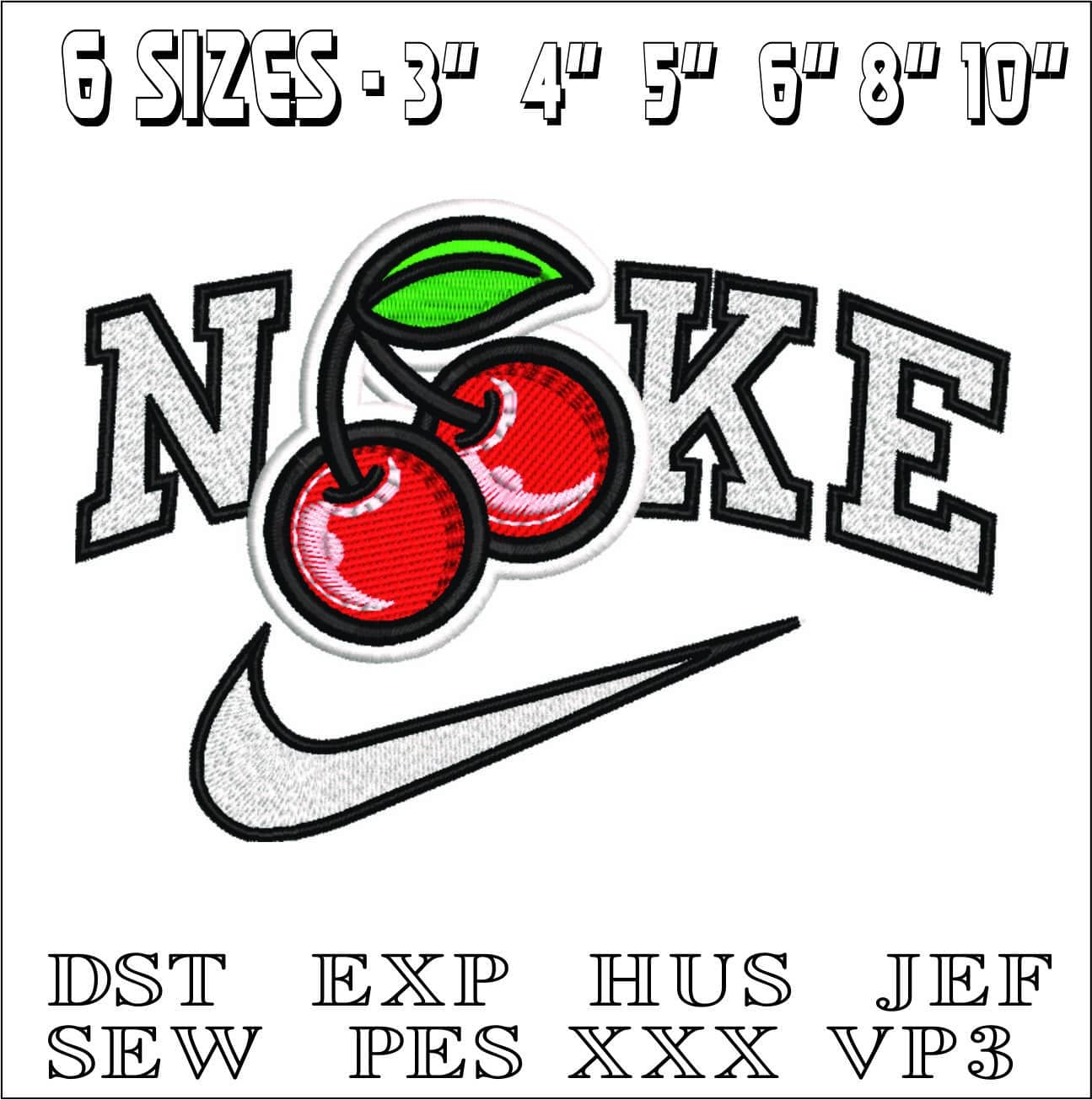 Nike Pair of Cherries- Elegant embroidery design file - instant download — view 2