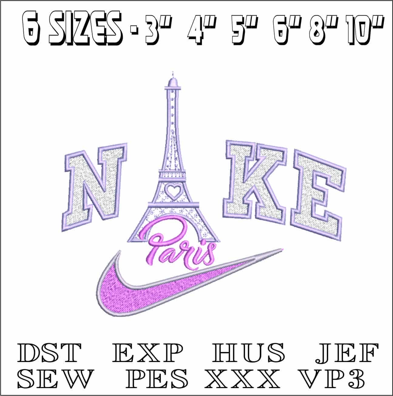 Nike Paris Eifel Tower- Elegant embroidery design file - instant download — view 2