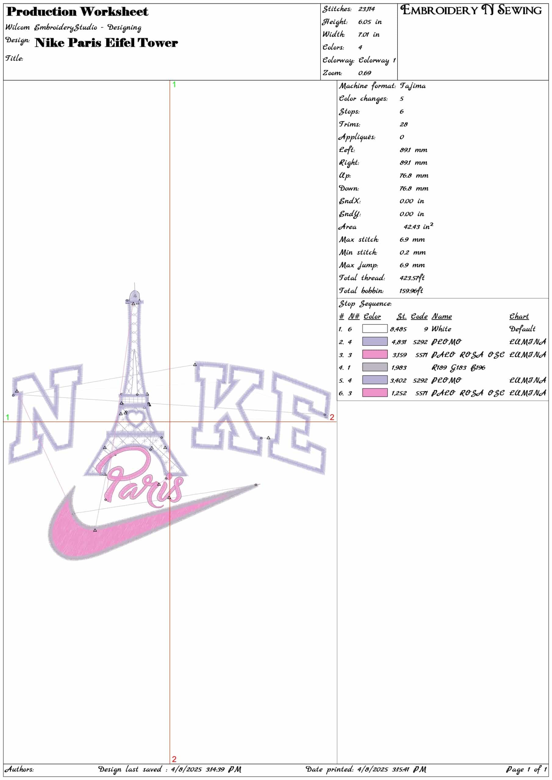 Nike Paris Eifel Tower- Elegant embroidery design file - instant download — view 3