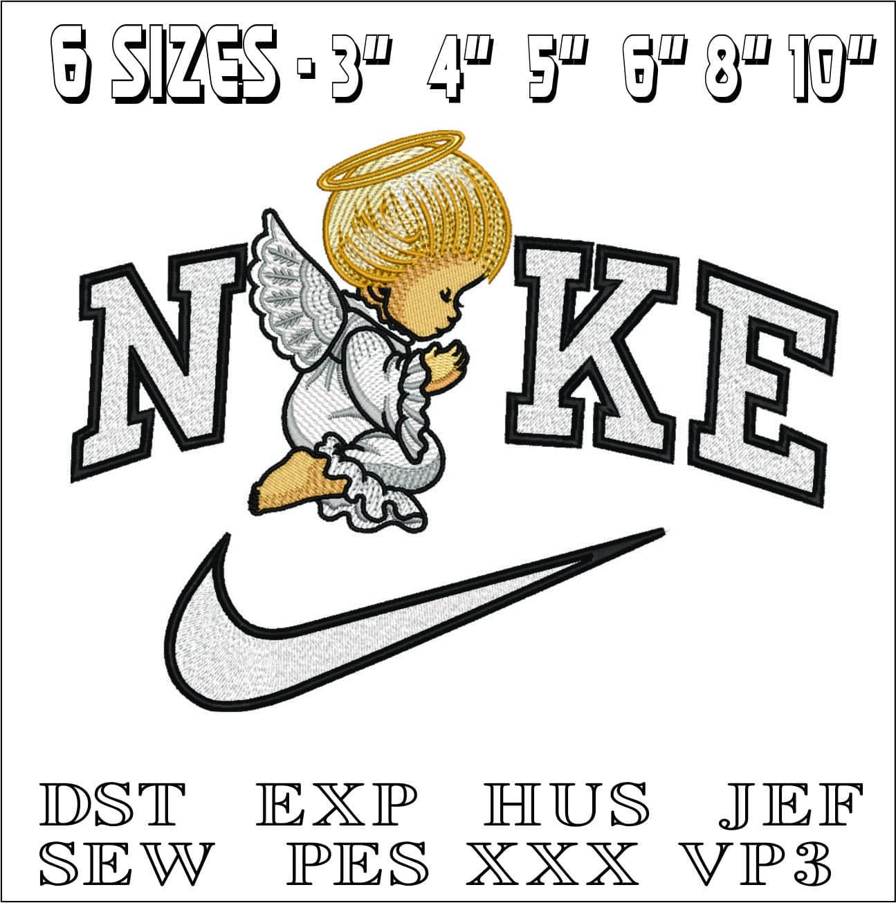 Nike Perfect Little Angel- Elegant embroidery design file - instant download — view 2