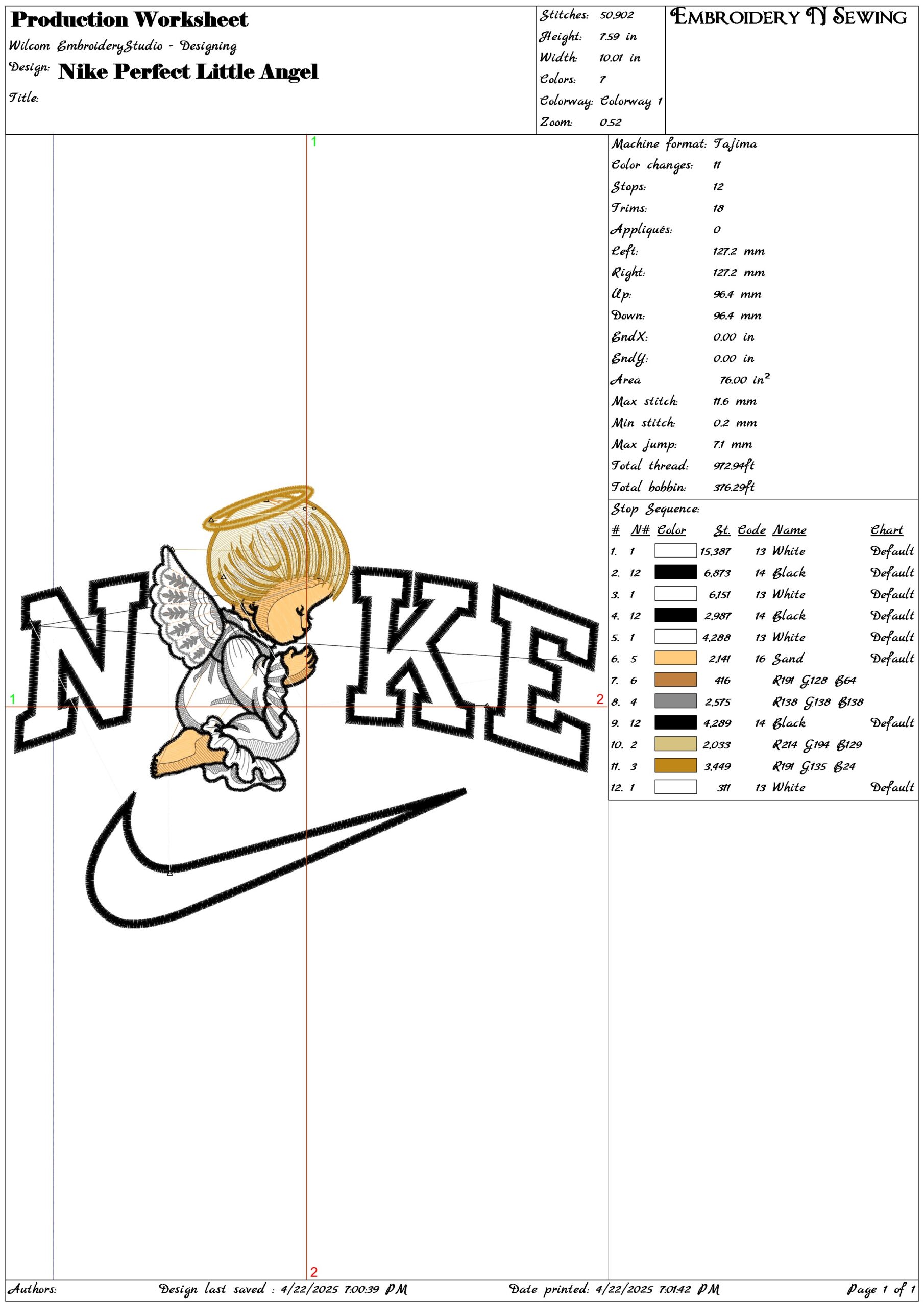 Nike Perfect Little Angel- Elegant embroidery design file - instant download — view 3