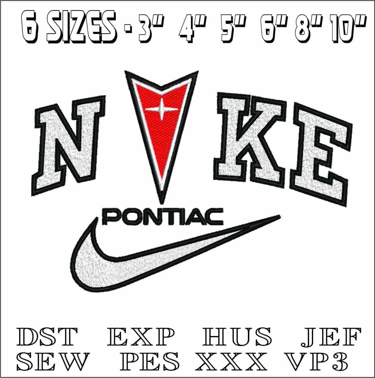 Nike Pontiac Logo- Elegant embroidery design file - instant download — view 2