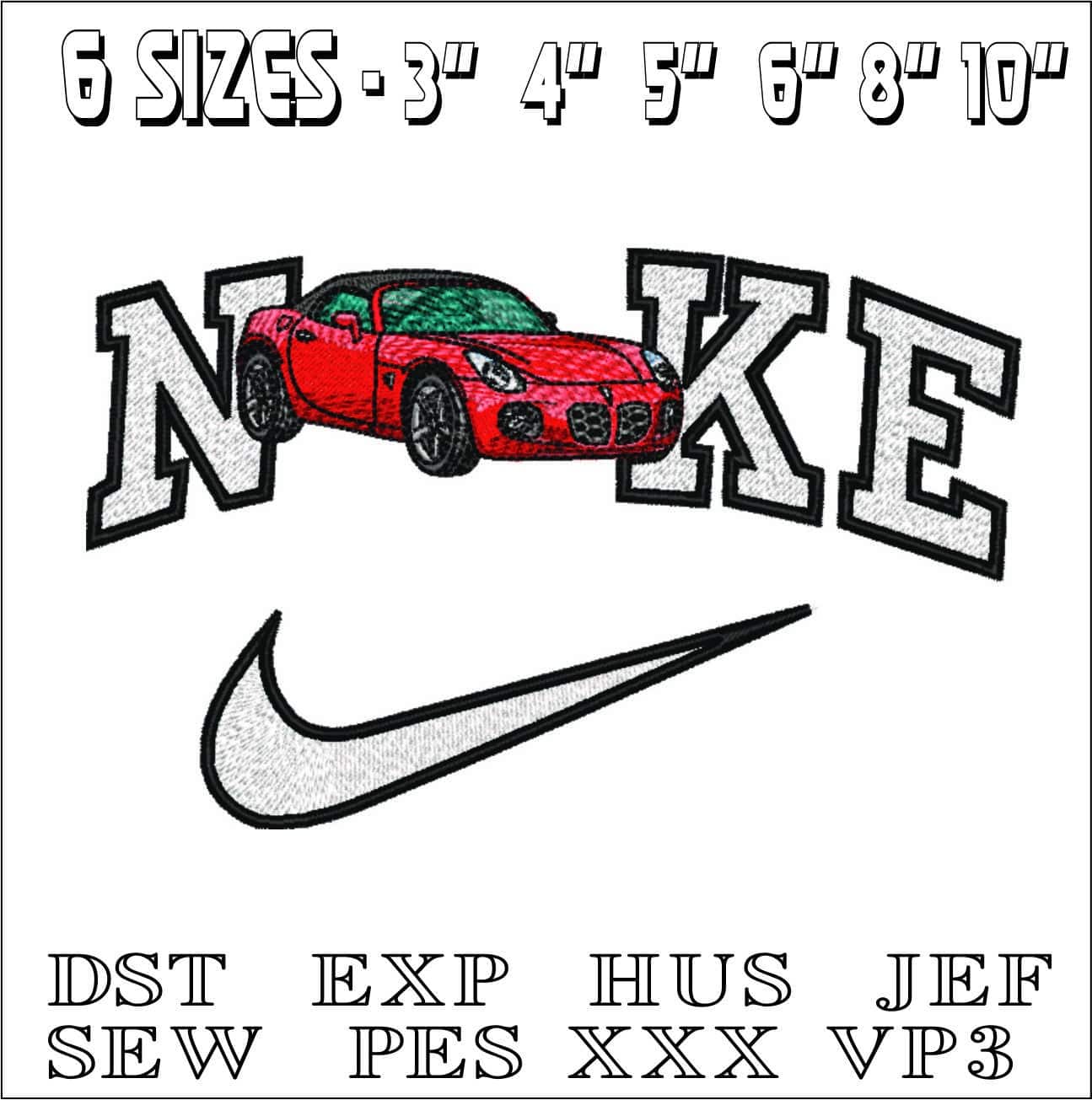 Nike Pontiac Solstice- Elegant embroidery design file - instant download — view 2