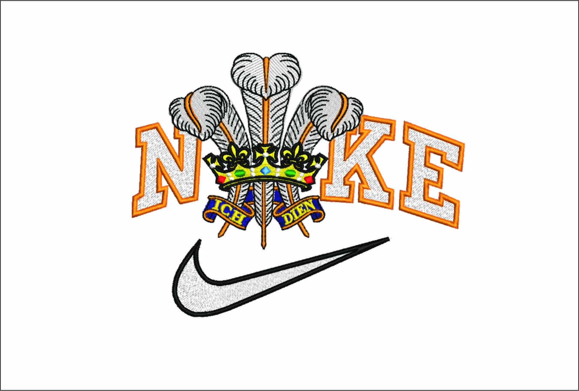 Nike Prince of Wales Feathers- Elegant embroidery design file - instant download