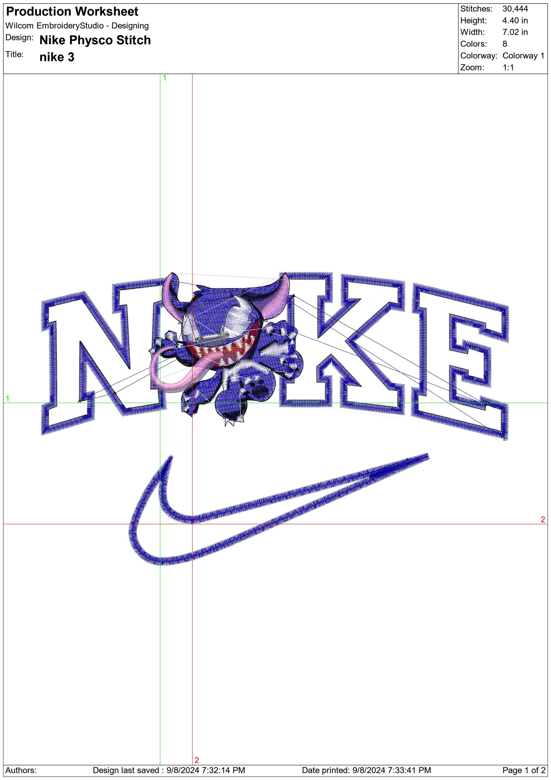 Nike Pyscho Stitch- Elegant embroidery design file - instant download — view 3