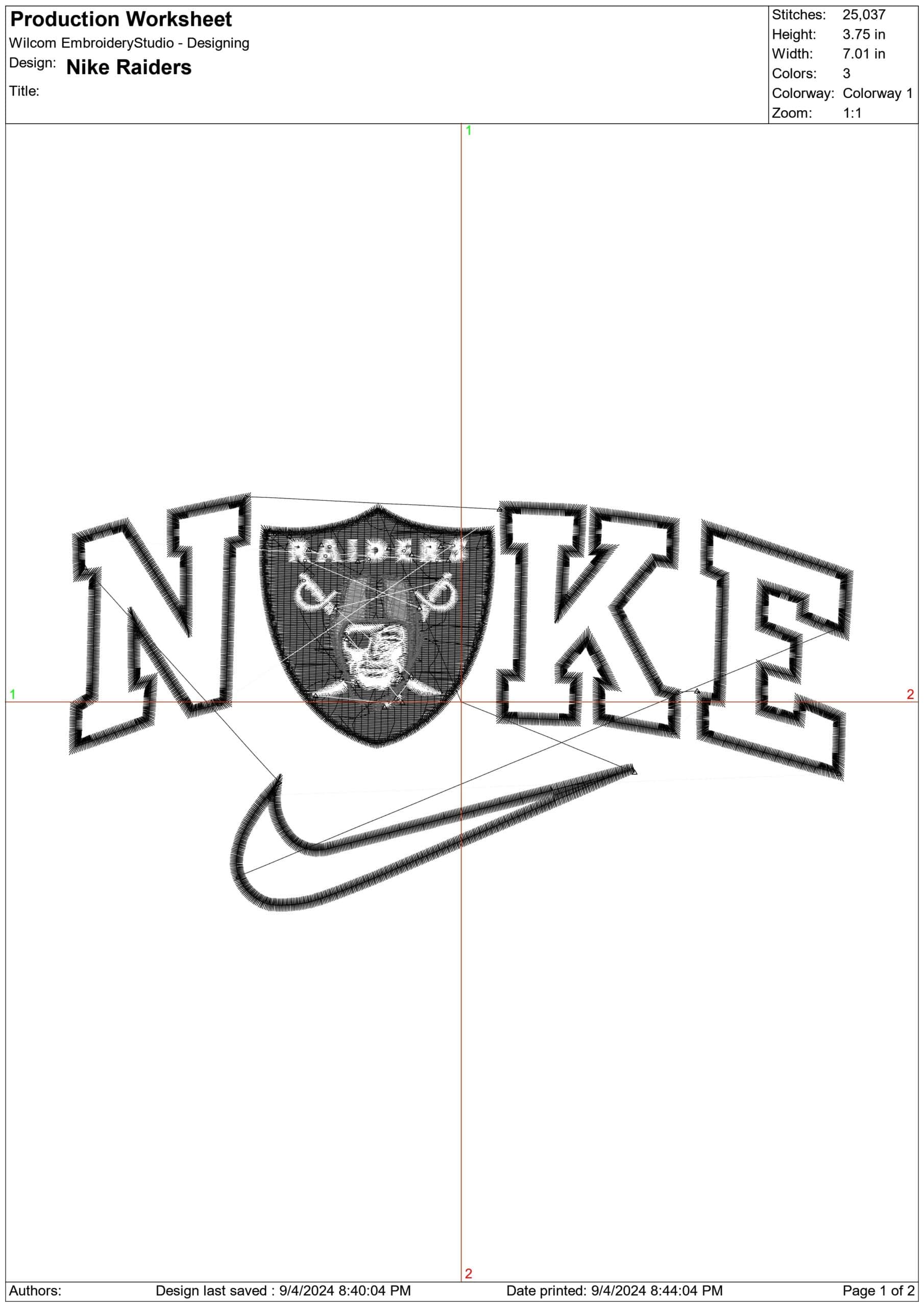 Nike Raiders- Elegant embroidery design file - instant download — view 4