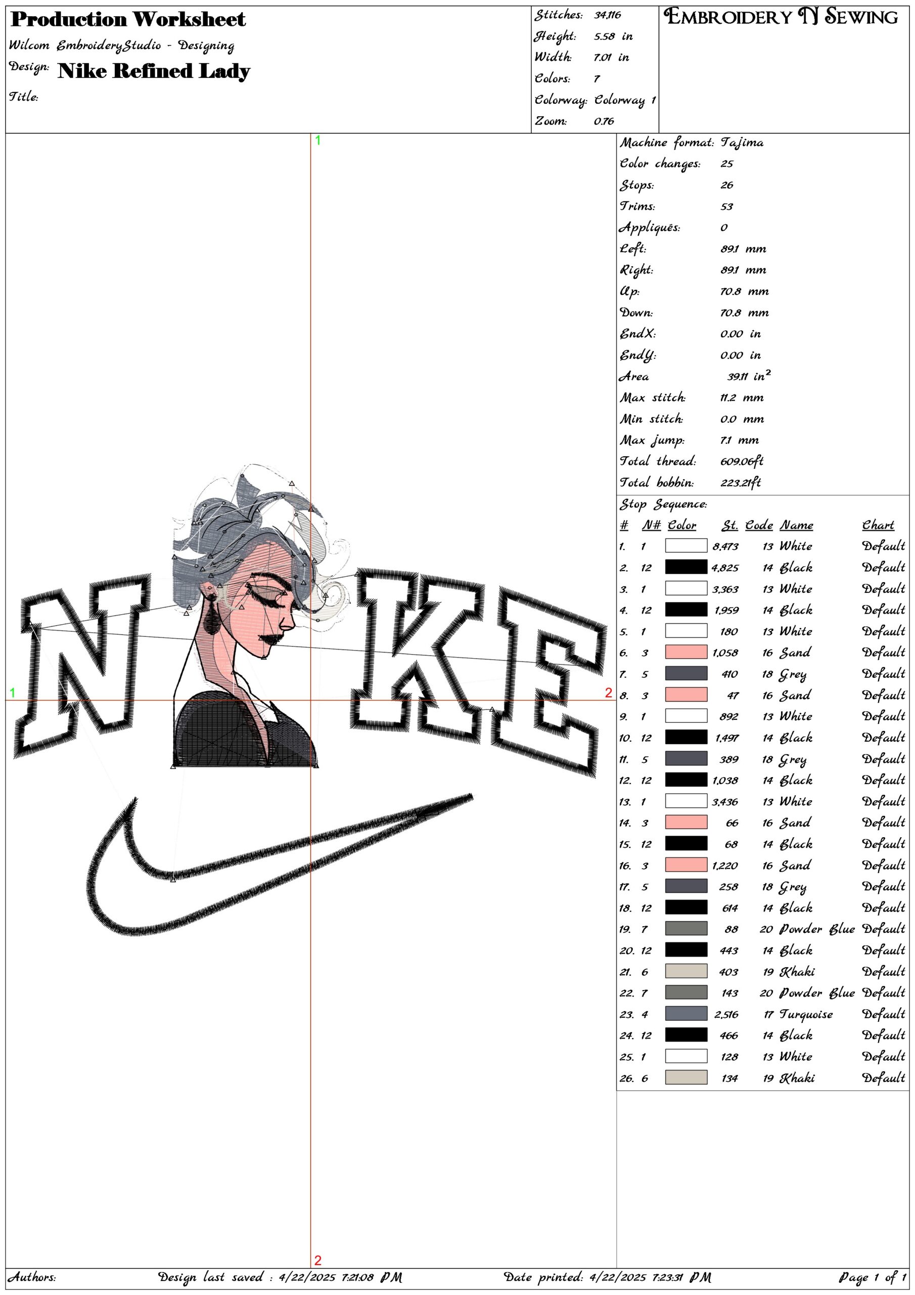 Nike Refined Lady- Elegant embroidery design file - instant download — view 3