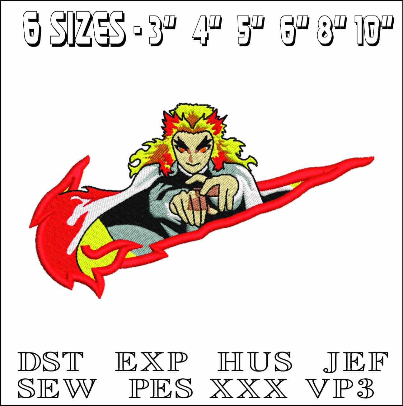 Nike Rengoku - Anime- Elegant embroidery design file - instant download — view 2