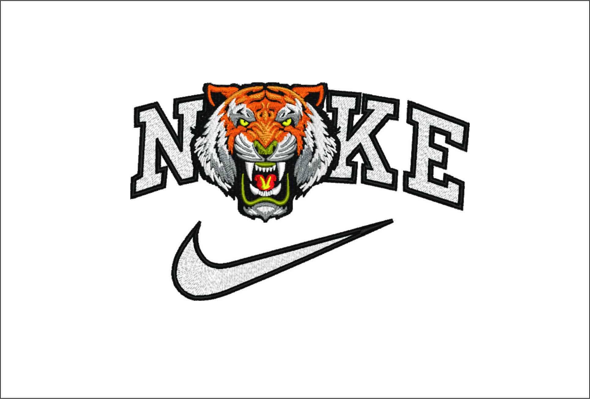 Nike Roaring Tiger- Elegant embroidery design file - instant download