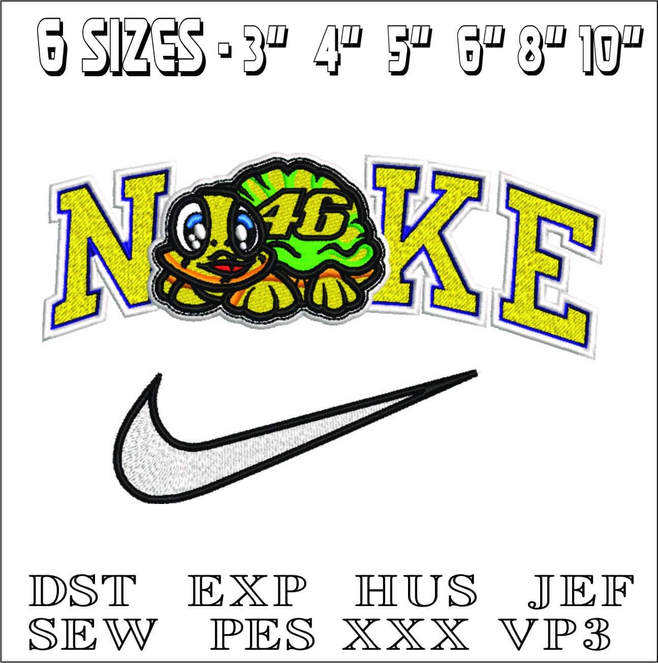 Nike Rossi 46 Tortoise- Elegant embroidery design file - instant download — view 2