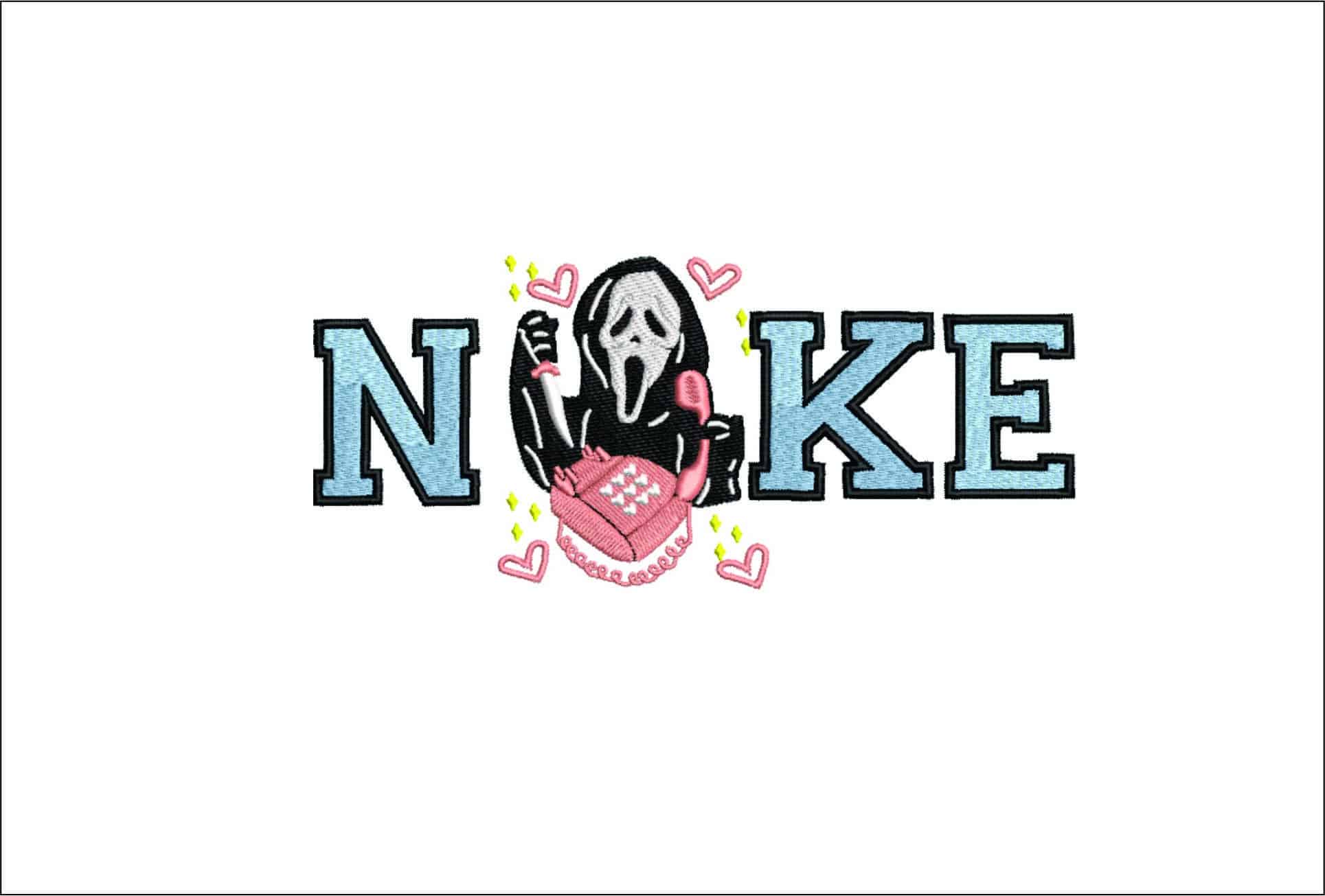 Nike Scream Halloween- Elegant embroidery design file - instant download