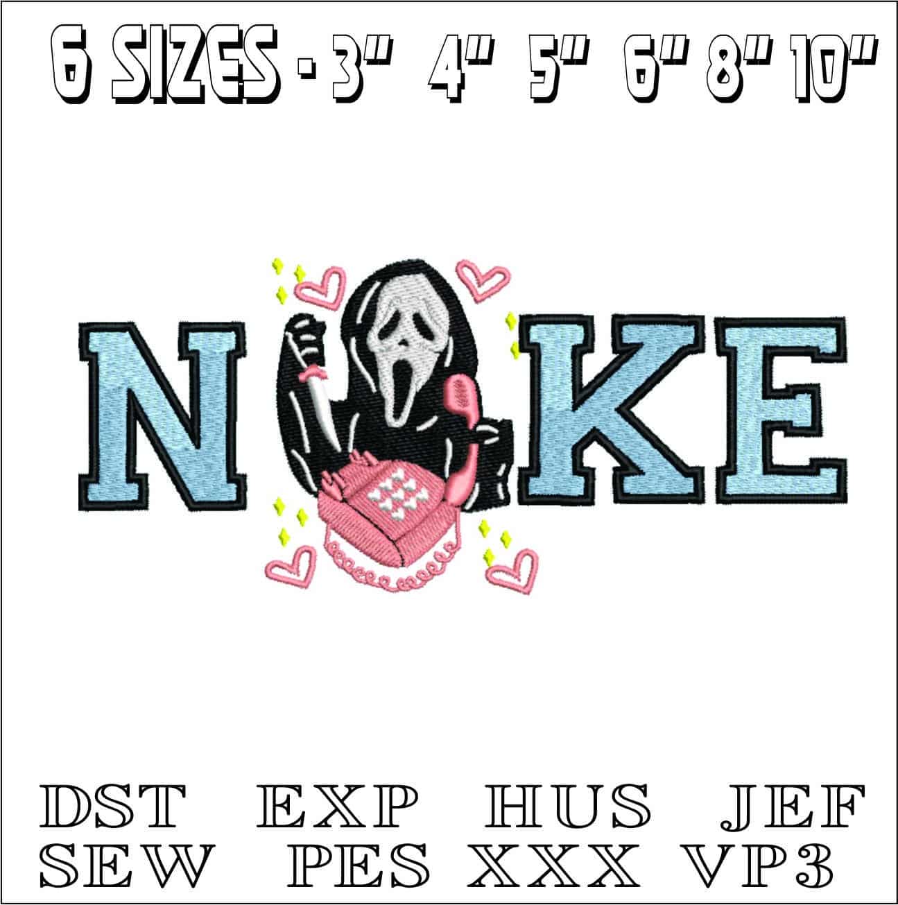 Nike Scream Halloween- Elegant embroidery design file - instant download — view 2