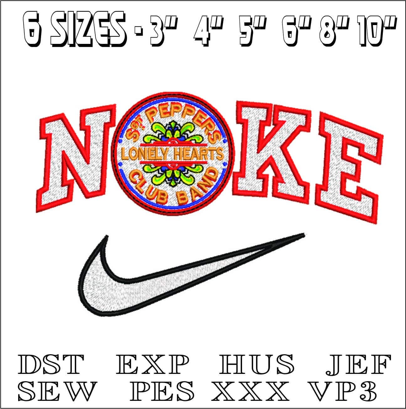 Nike Sgt Peppers The Beatles- Elegant embroidery design file - instant download — view 2