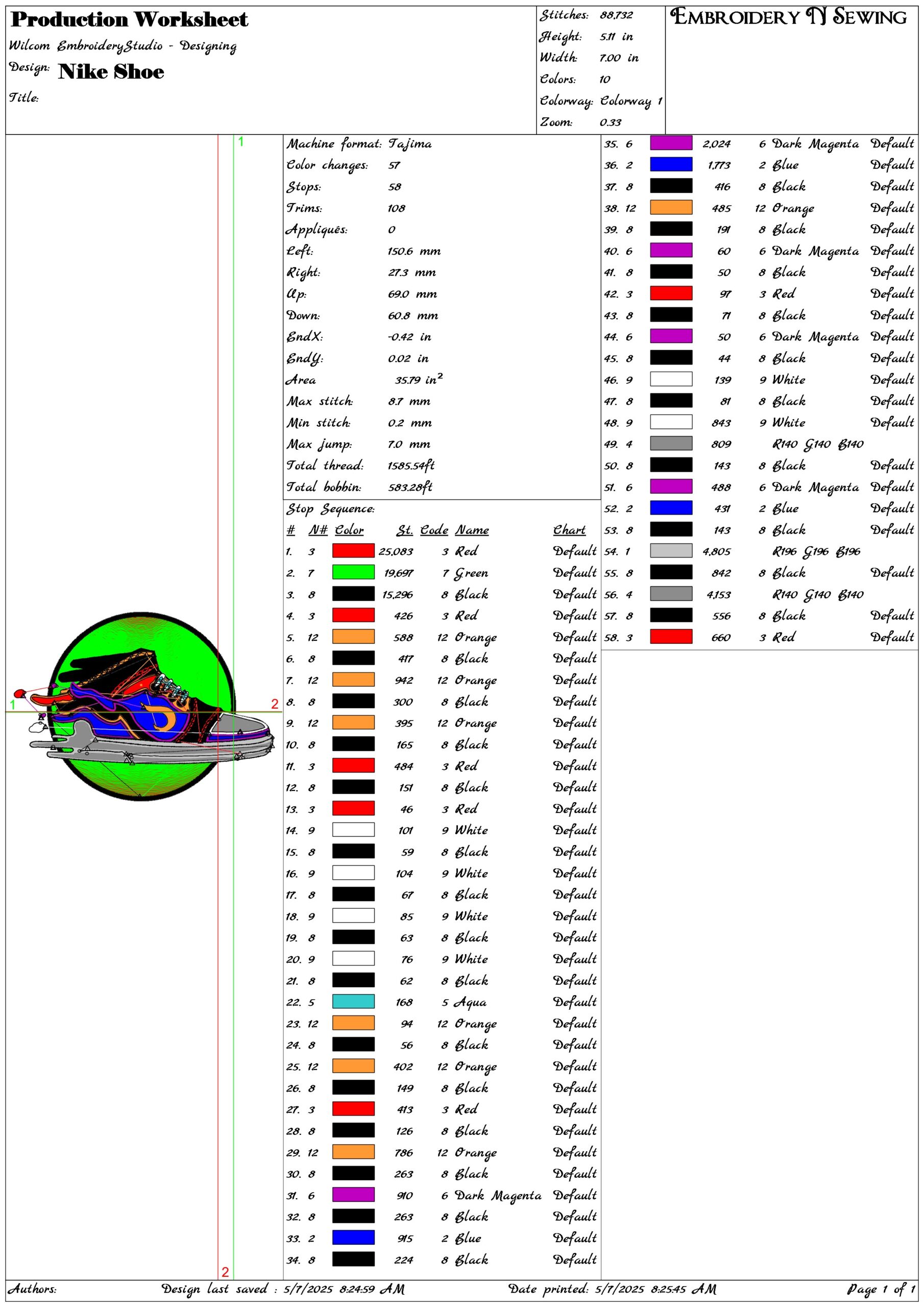 Nike Shoe- Elegant embroidery design file - instant download — view 3