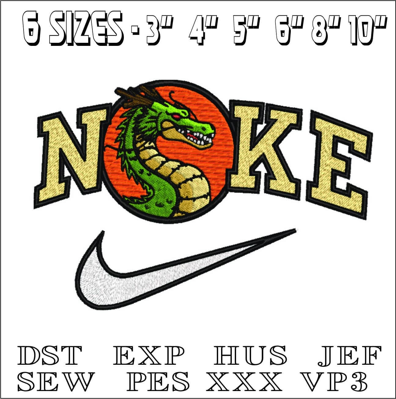 Nike Shenron Dragon- Elegant embroidery design file - instant download — view 2